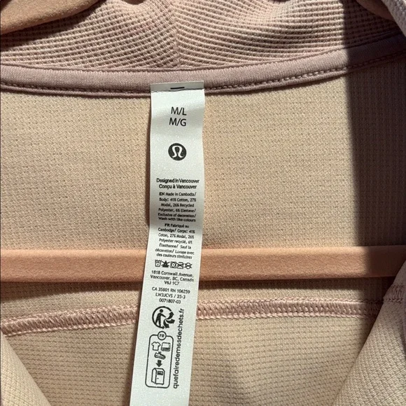 LULULEMON SCUBA OVERSIZED FULL ZIP HOODIE *WAFFLE HEATHERED MINK BERRY M/L NWT - Picture 11 of 12